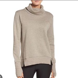 alo yoga haze turtleneck sweatshirt in gravel heather